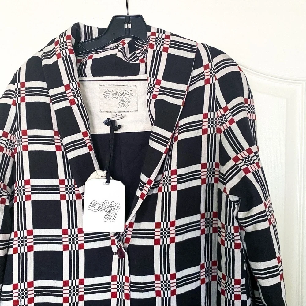 Ace & Jig Coat Storm Overcoat Quilted Single-Breasted Black Geo S NWT - Picture 7 of 13